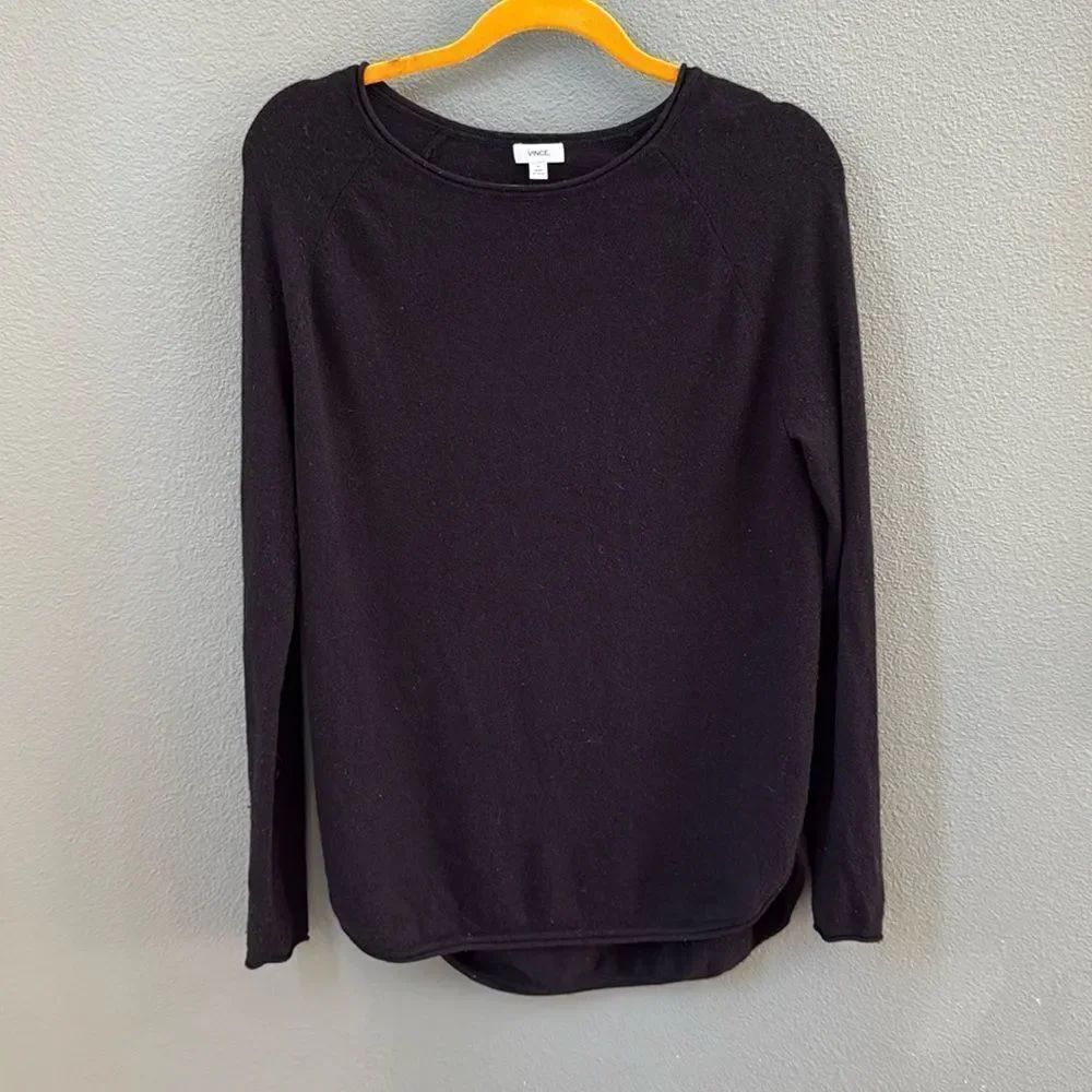 Vince Mens Wool Cashmere Pullover Sweater Size XS Black Luxury Lightweight Cozy